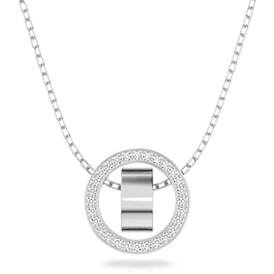 Image of Swarovski White Crystal Pendant Necklace, Pavé in a Rhodium Plated Setting, from the Hollow Collection