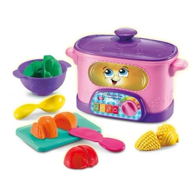 Image of LeapFrog Choppin&#039; Fun Learning Pot, Pink, Roleplay Kitchen Toy for Children, Interactive Pretend Play with Food Names, Recipes and Colours, Gift 12 Months Plus, English Version