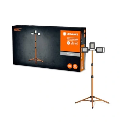 Image of LEDVANCE Worklight LED Tripod With Tripod, Central Floodlight 30W And Two Detachable Rechargeable Spotlights 5W, IP54, 3280 Lumen, 4000K Cool White, Rotation Angle 360