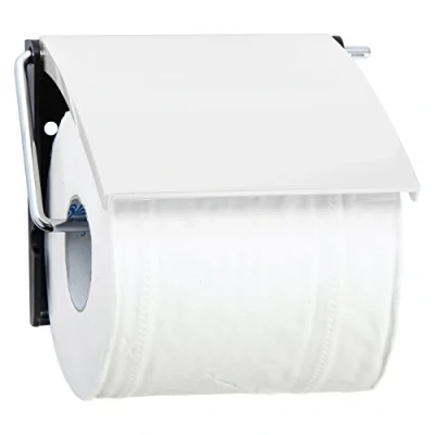 Image of MSV Bathroom Series Roll Toilet Paper Holder with Flap White, Polystyrene, 30 x 20 15 cm