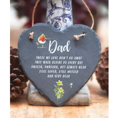 Image of Image Industry Dad Slate Heart Hanging Memorial Gift Robin Lovers