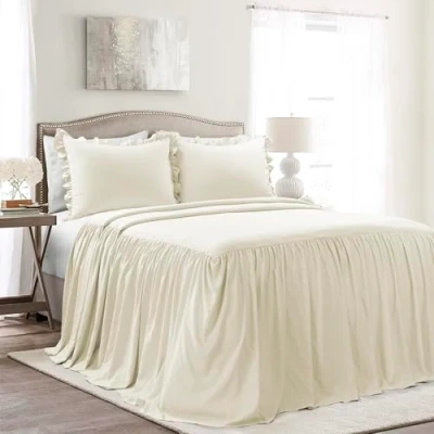 Image of Lush Decor Ruffle Skirt Bedspread, Polyester, Ivory, Full