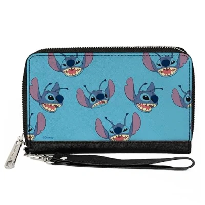 Image of Buckle down Women&#039;s Pu Zip Around Wallet Rectangle Lilo &amp; Stitch, 7.5&quot;x4.5&quot;, Stitch
