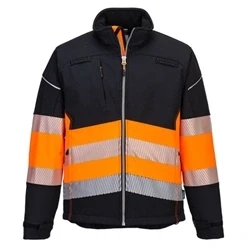 Image of Portwest PW3 Hi Vis Class 1 Softshell Jacket (3L) Black/Orange 4XL