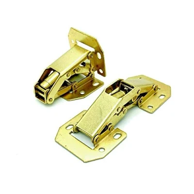 Image of 1 x Lay On Easy Hinges Sprung 90 Degree Brass Kitchen Cabinet Door Close Hinge