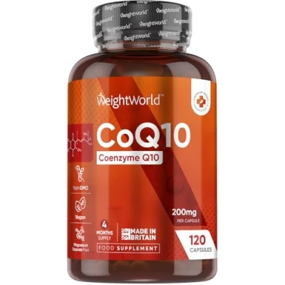 Image of CoQ10 Supplement 200mg 120 Co Enzyme Q10 High Strength Capsules 4 Months Supply Coenzyme Naturally Fermented &amp; Lab Tested Ubiquinone Absorption Supplements
