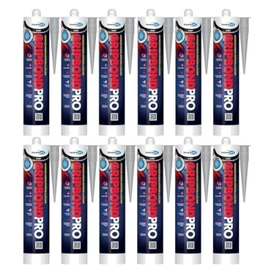 Image of Bond It Gripbond Pro Super Strong Advanced Hybrid Adhesive &amp; Sealant 12x Grey, 300ml Odourless Non Shrinking Rapid Curing OverPaintable Moist Surface Adhesion