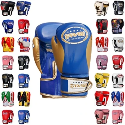 Image of Farabi Sports Kids Boxing Gloves Junior Muay Thai Youth Kickboxing Sparring Punching Bag Training (6 oz, Blue)