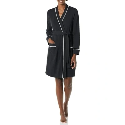 Image of Amazon Essentials Women&#039;s Lightweight Waffle Mid Length Robe (Available in Plus Size), Black, M