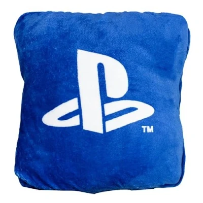 Image of Paladone PlayStation 2 in 1 Cushion Blanket Officially Licensed Sony Travel Blanket, Foldable Soft Fluffy Throw, Compact Design for Gaming Room or Bedroom Decor, Great Travelling 120cm x 150cm
