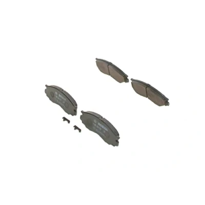 Image of 90R010163003 Brake pad set BOSCH 0 986 424 572 Low Metallic with acoustic wear warning anti squeak plate MITSUBISHI: PAJERO 2, L200 III Pickup