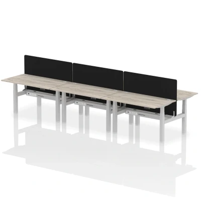 Image of Air B2B 1400x800mm Adjustable 6P Bench Desk CP Grey Oak/Silver +Screen