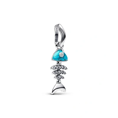 Image of Pandora Silver Turquoise coloured Fishbone Dangle Charm