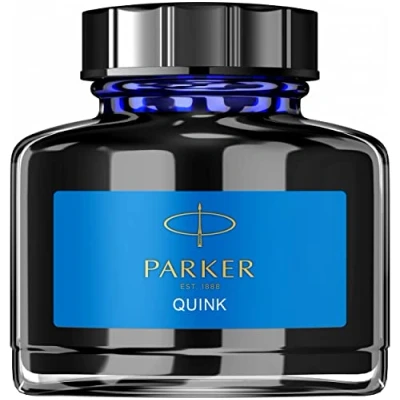 Image of Parker Fountain Pen Ink Bottle Washable Blue QUINK 57 ml Refill.