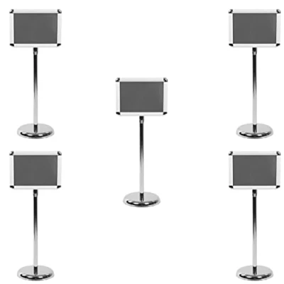 Image of 5 X A4 Silver Poster Stand Floor Standing Sign Holder Snap Frame Adjustable Aluminum Stand, Display Notice Menu for Wedding/Business Activities