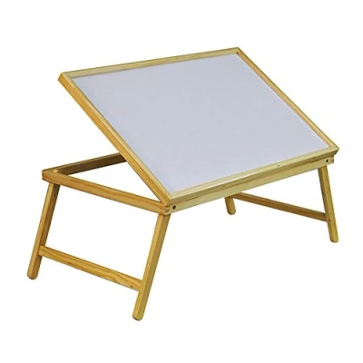 Image of Folding Wooden Bed Tray With Angle Adjustable Lap, Serving, Breakfast in Bed,Table for Eating or Work Use Laptops, do Puzzles and Read Legs on Beds your Lap Chairs