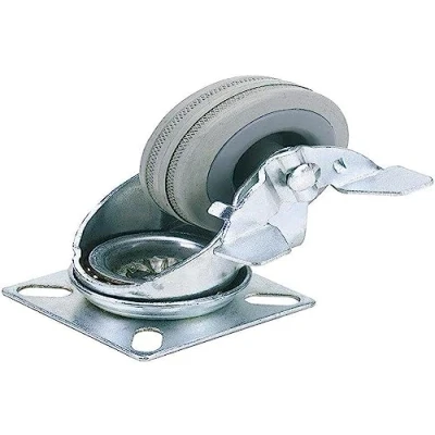 Image of Draper Swivel Plate Fixing Rubber Castor with Brake, 100mm Diameter, S.W.L. 80kg