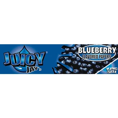 Image of JUICY JAYS King Size Slim Rolling Paper Blueberry Flavored Full Box of 24