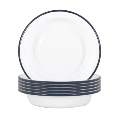 Image of 6x 19cm White Enamel Deep Bowls By Argon Tableware