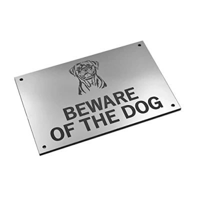 Image of Beware of the Dogs Sign Easy to See Warning, Indoor/Outdoor Notice, Deterrent (Medium Dog, Silver Rottweiler)