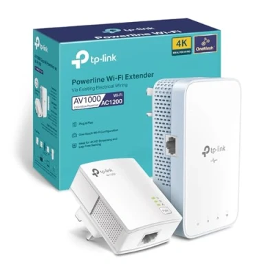 Image of TP Link AV1000 Gigabit Powerline ac Wi Fi Kit, up to 1200 Mbps speed, OneMesh, Broadband/Wi Extender, Booster/Hotspot, No Configuration Required, UK Plug (TL WPA7517 KIT V2)