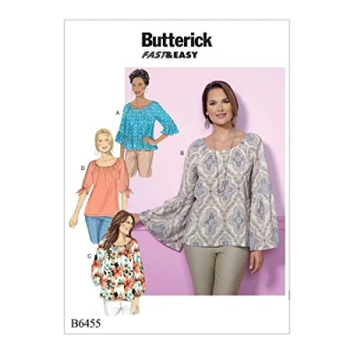 Image of Butterick Patterns 6455 ZZ,Misses Top,Sizes LRG XXL, Tissue, Multicoloured, 17 x 0.5 22 cm