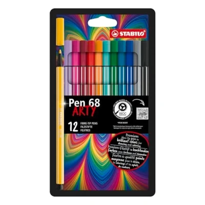 Image of Premium Fibre Tip Pen STABILO 68 ARTY Pack of 12 Assorted Colours