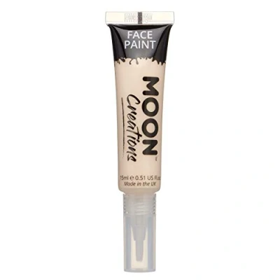 Image of Moon Creations Face &amp; Body Paint Tubes with Brush Applicator Pale Skin 15ml Ready to Use Cruelty Free, Made in UK for Kids, Adults, Fancy Dress, Festivals, Halloween