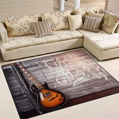 Image of Use7 Guitar Leaning Chair Music Area Rug Rugs for Living Room Bedroom 160cm x 122cm(5.3 4 feet)