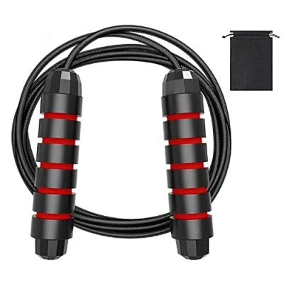 Image of Skipping Rope,Skipping Ropes for Adults Men Women Workout Fitness,Weight Loss,Speed Jump Rope Tangle Free Adjustable With Rapid Ball Bearings &amp; Soft Foam Handle Boxing Training