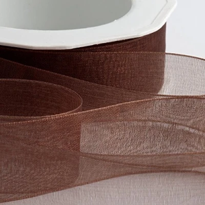 Image of Italian Options Organza Chiffon Ribbon, 15mm x 20 Metre Roll, Brown