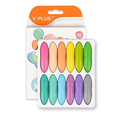 Image of YPLUS Peanut Crayons for Toddlers, Macaron 12 Colors Non Toxic Kids Ages 2 4, Easy to Hold Washable Toddler Crayons, Coloring Art Supplies Toys