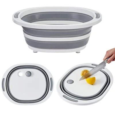 Image of Bramble 3 in 1 Collapsible Multi Functional Chopping Board, Basin Drainer &amp; Washing Bowl 7.6L Space Saver