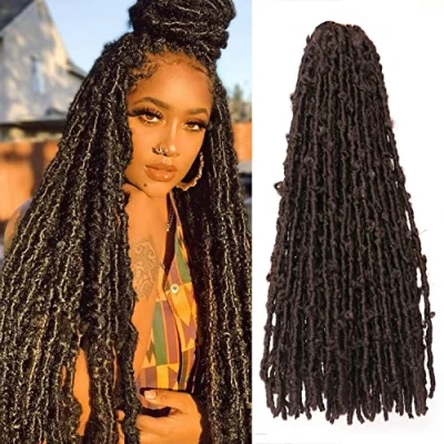 Image of Butterfly Locs Crochet Hair 6 Packs Long Faux Braids Pre looped Distressed Soft Dreadlocks Synthetic Extensions (4#, 24 Inch (Pack of 6))