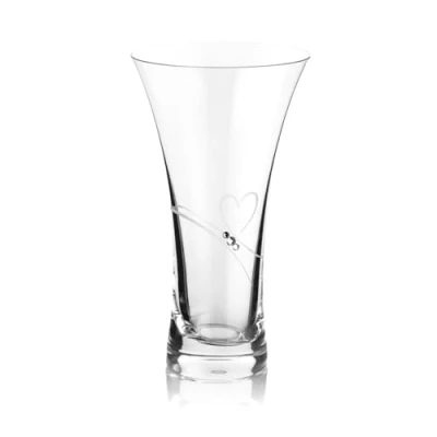 Image of DIAMANTE Swarovski Hollow Sided Trumpet Vase ‘Romance’ Crystal Flared with Crystals 21cm Glass