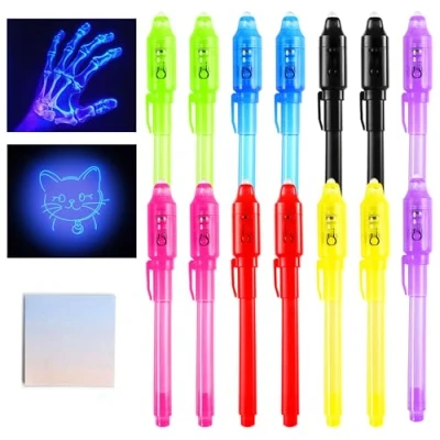 Image of DazSpirit 14 pcs Invisible Ink Pen Notebook Party Bag Fillers for Boys and Girls, Magic Marker Pens with UV Light Kids, Spy Writing Secret Message
