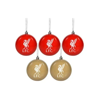 Image of Forever Collectibles UK FOCO LIVERPOOL FC 5 PACK CREST BAUBLE WH