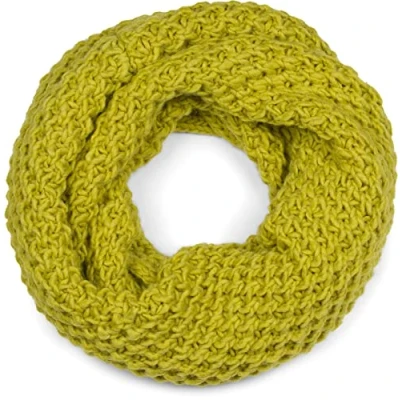 Image of styleBREAKER knit loop scarf in a rough pattern, unicolour snood, winter scarf, unisex 01018157, Colour:Lime Green