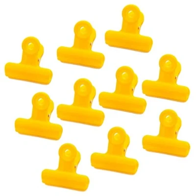 Image of Bulldog Clips, 1.9 Inches Plastic, Pack of 10 (4 Fresh Color) (Yellow)