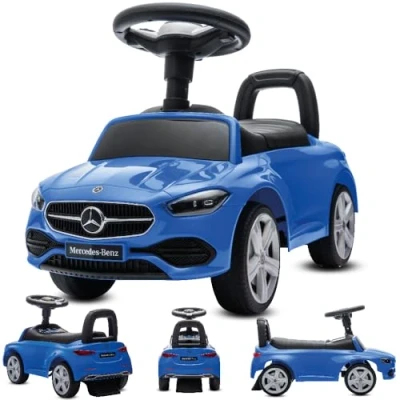 Image of sun Baby Ride On Car Mercedes C Class Licensed with sound effects and under seat storage for 1 year old (Blue)