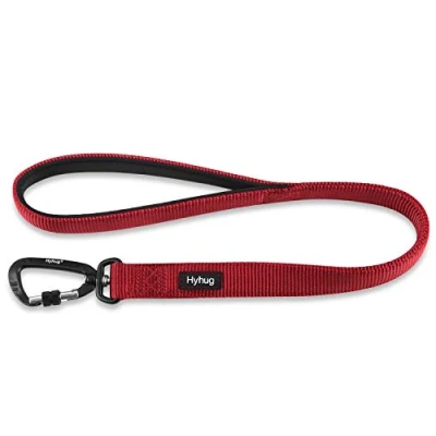 Image of Lightweight Aluminum Alloy Hook Buckle, High grade Upgraded Traffic Durable Nylon 24 Inch Short Leash, with soft Neoprene Lining Handle, Professional Training (24 Long, Red)