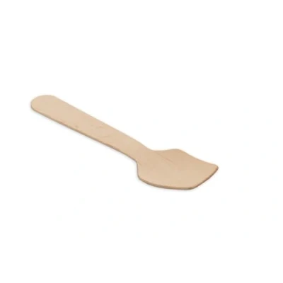 Image of TAS TY 100 Pcs Wooden Square Spoons Set 95mm, Mini Disposable Spoons, Ice Cream Small for Picnic Parties Weddings, Camping
