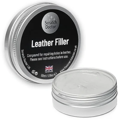 Image of Scratch Doctor Leather Filler Repair Compound Fill Holes Cracks Scratches Scuffs on Furniture Car Seats Shoes and Bags (Light Grey, 50ml)