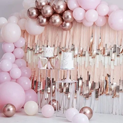 Image of Ginger Ray Pink and Rose Gold Chrome DIY Balloon Arch Kit Party Decorations 200 Pack
