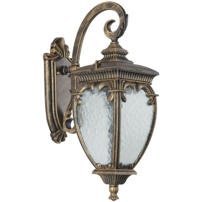Image of Fleur Outdoor Wall Lantern Black with Gold, IP44