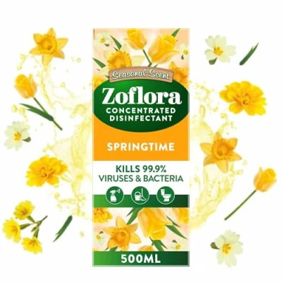 Image of Zoflora Springtime Concentrated Multipurpose Disinfectant Liquid, Antibacterial Multi surface Cleaner, Pet Friendly, Kills 99,9% of Bacteria &amp; Viruses, 1 x 500ml