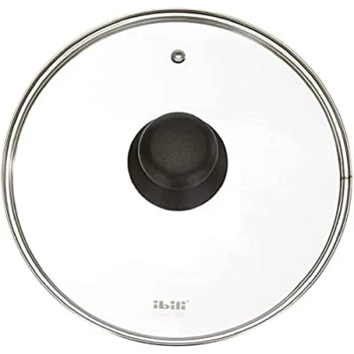 Image of Ibili 970722 glass lid with steam hole 22 cm, Transparent/Silver/Black