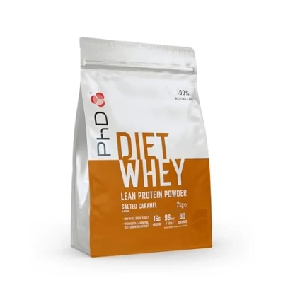 Image of PhD Nutrition Diet Whey Low Calorie Protein Powder, Carb, High Lean Matrix, Salted Caramel Protein, 80 Servings Per 2 kg Bag