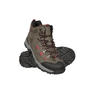 Image of Mountain Warehouse Adventurer Mens Boots IsoDry Waterproof &amp; Breathable Shoes with Heel Toe Bumpers For Autumn Winter, Walking Hiking Grey Adult Shoe Size 8