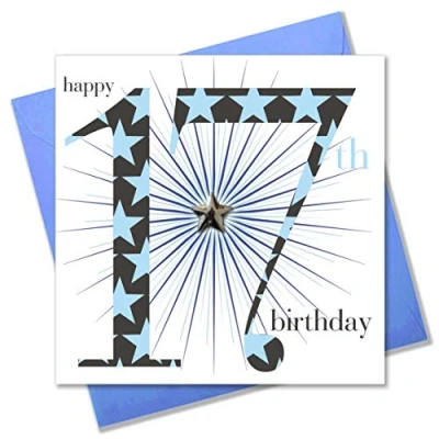 Image of Claire Giles Age 17 Boy Birthday Card AGE17B, blue